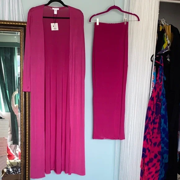 4 Piece Set Magenta & Mustard Long Duster Kimono Cardigans XXS NWT - Picture 12 of 17